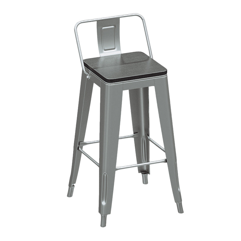 Industrial Silver Counter Stools Iron Wooden Bar Bristol Stools with Low Back
