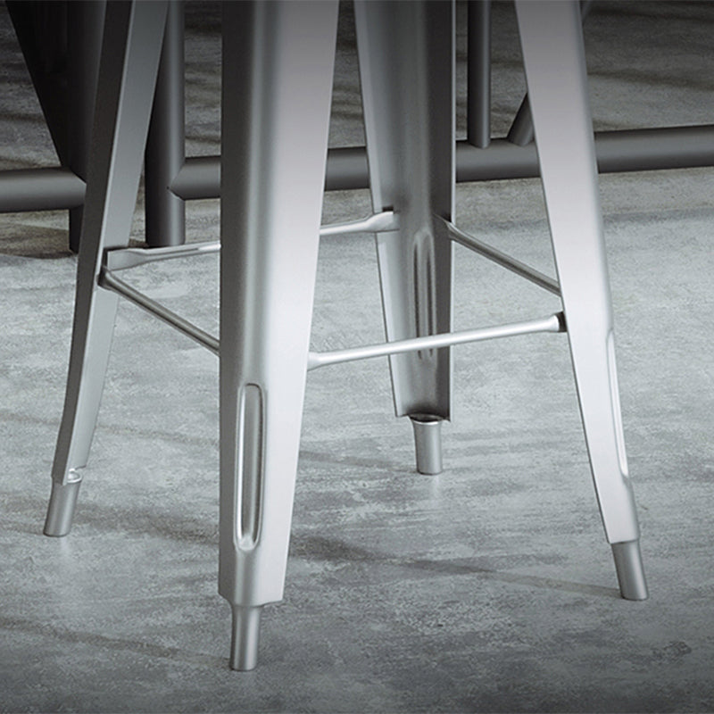 Industrial Silver Counter Stools Iron Wooden Bar Bristol Stools with Low Back