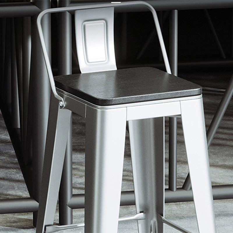 Industrial Silver Counter Stools Iron Wooden Bar Bristol Stools with Low Back