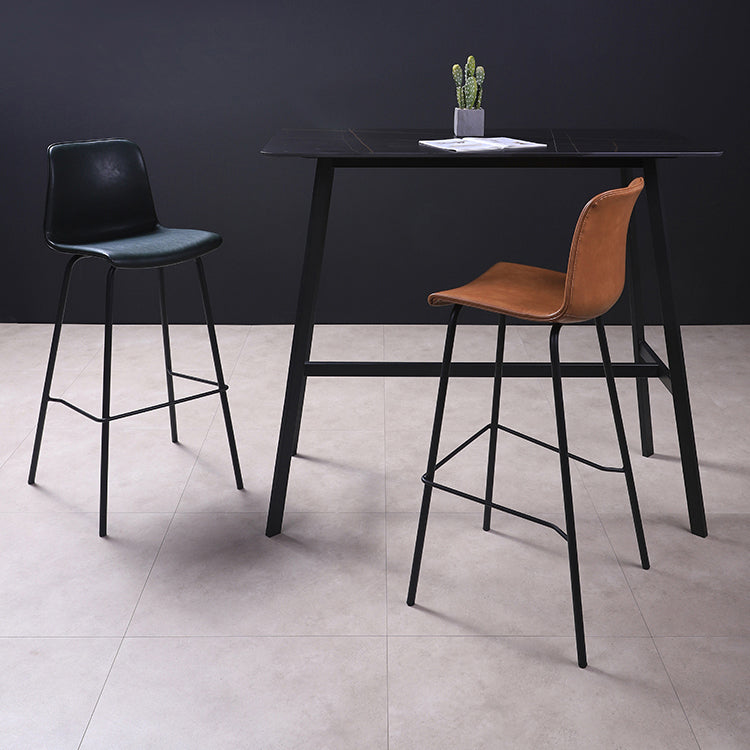 Taburetes de mostrador de metal negro industrial taburete de barra baja con asiento de cubo