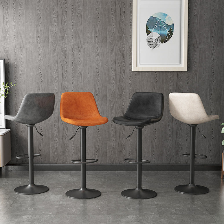 Industrial Style Bar Stools Leather Cushions Rotatable Counter Stools 1 Piece