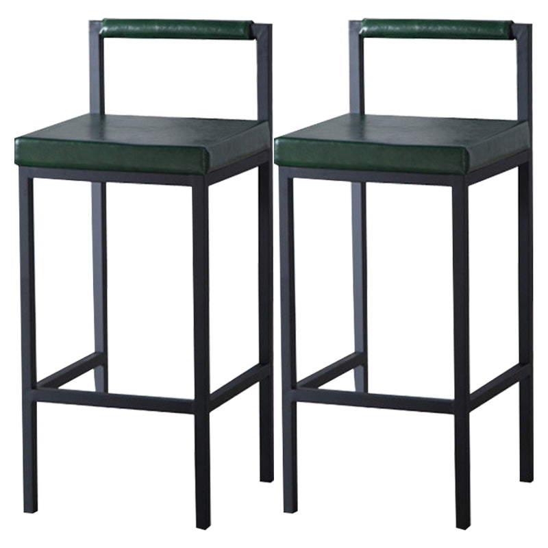 Industrial Green Upholstered Barstool Indoor Distressed Tall Stool with Square Seat