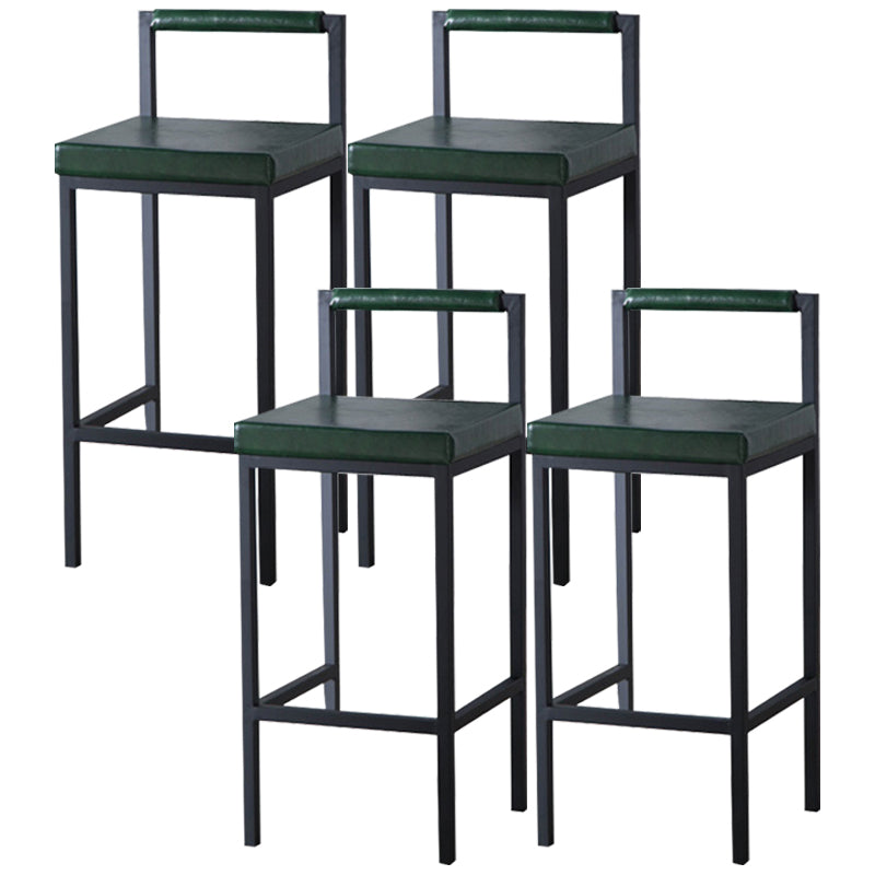 Industrial Green Upholstered Barstool Indoor Distressed Tall Stool with Square Seat