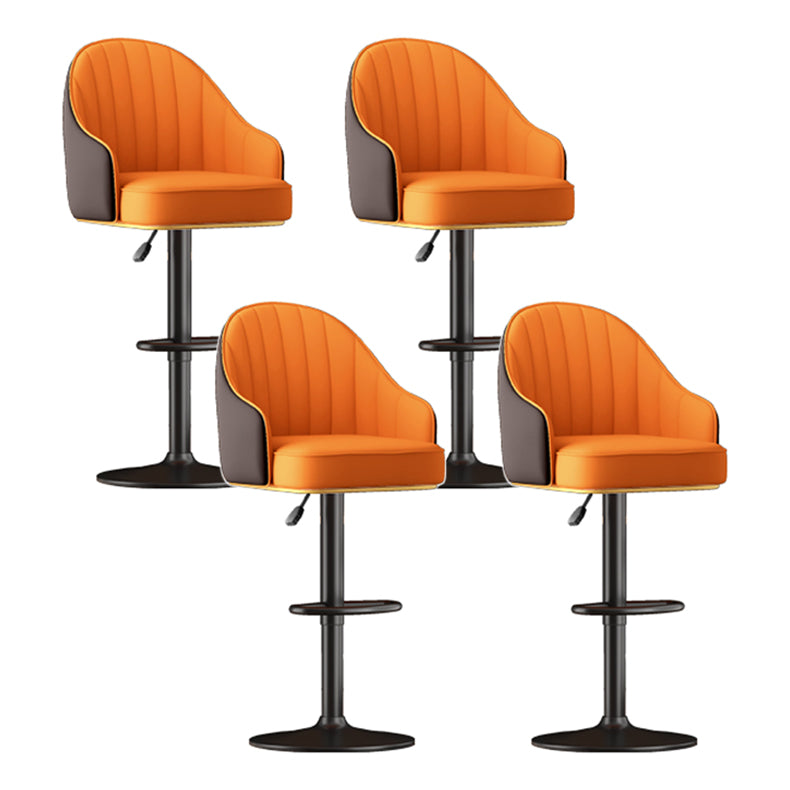Adjustable Height Counter & Bar Stool Indoor Leather Bucket Footrest Stool