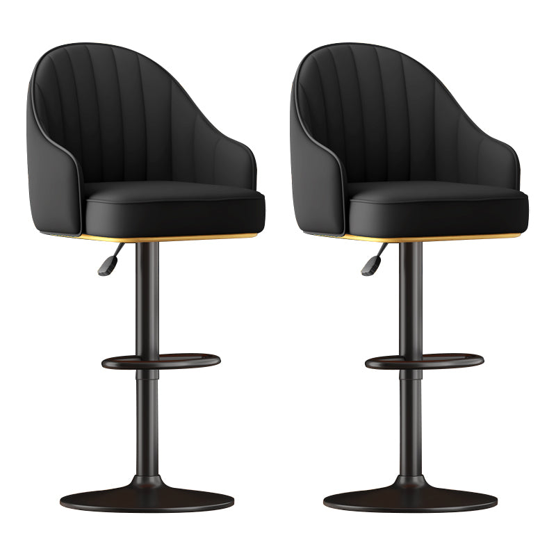 Adjustable Height Counter & Bar Stool Indoor Leather Bucket Footrest Stool