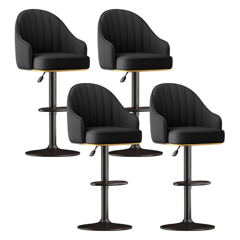 Adjustable Height Counter & Bar Stool Indoor Leather Bucket Footrest Stool