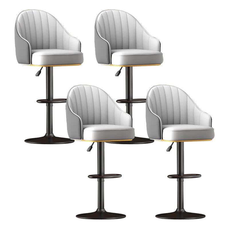 Adjustable Height Counter & Bar Stool Indoor Leather Bucket Footrest Stool