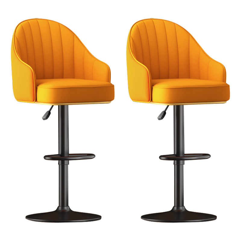 Adjustable Height Counter & Bar Stool Indoor Leather Bucket Footrest Stool