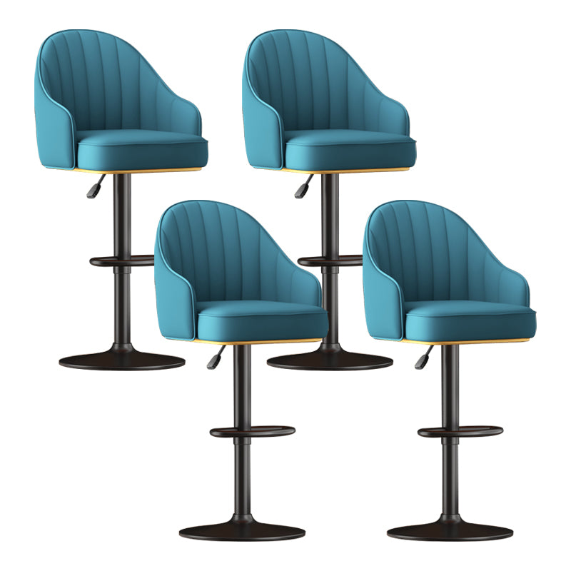 Adjustable Height Counter & Bar Stool Indoor Leather Bucket Footrest Stool