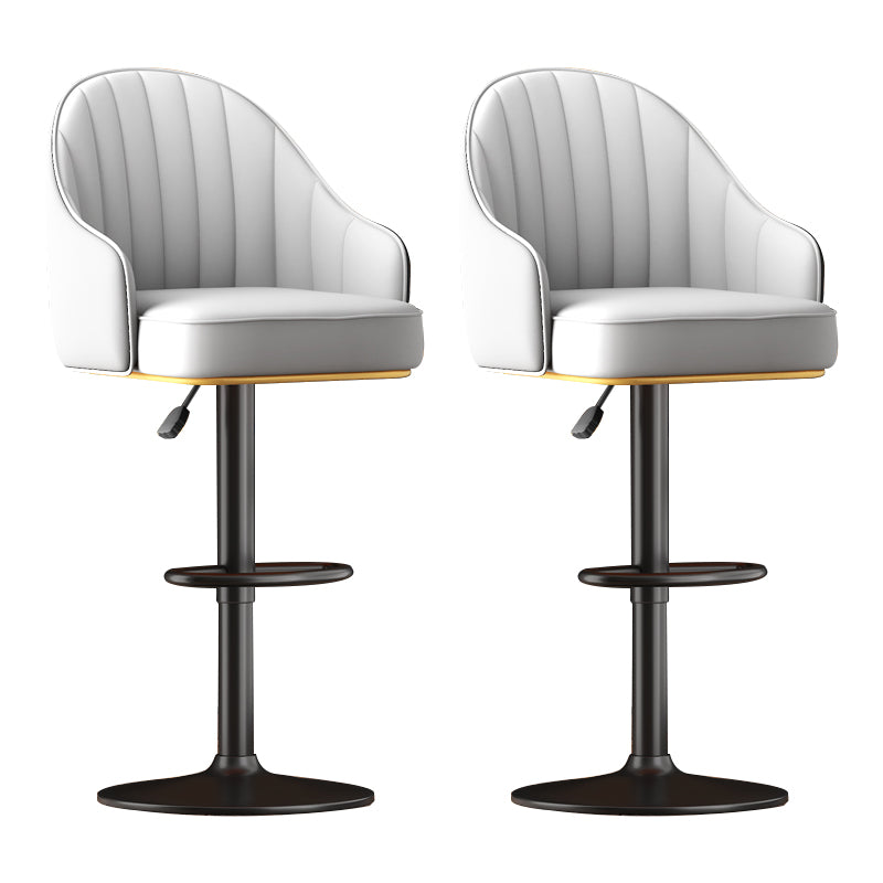 Adjustable Height Counter & Bar Stool Indoor Leather Bucket Footrest Stool