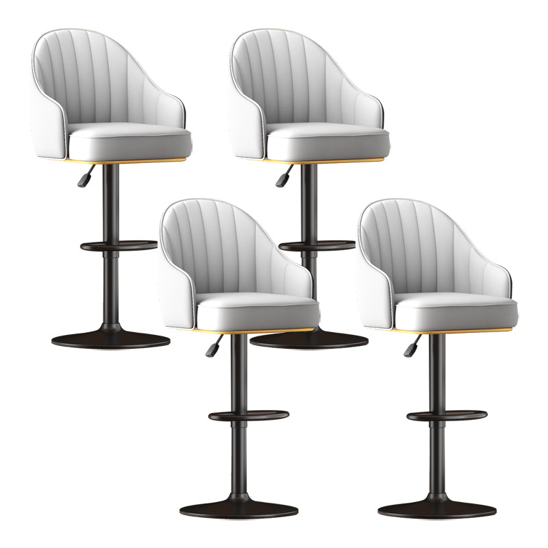 Adjustable Height Counter & Bar Stool Indoor Leather Bucket Footrest Stool