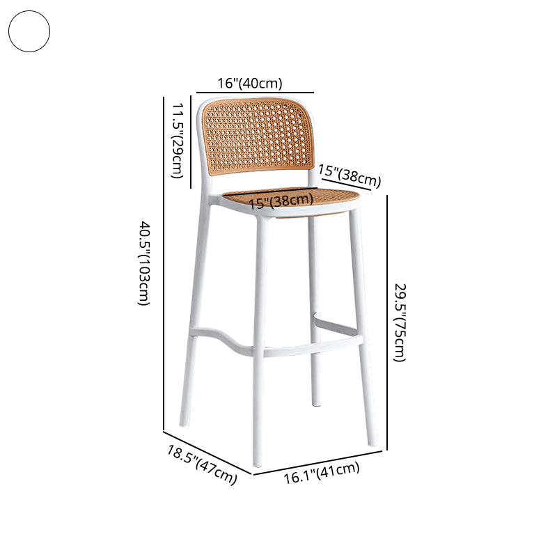 Square Plastic Modern Bar Stool Footrest Low Back Counter Stool for Coffee Shop
