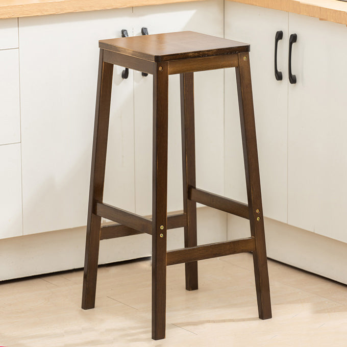 Modern Folding Armless Counter Stool Wood Living Room Bar Stool with Footrest