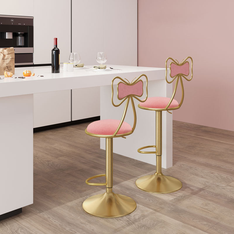 Adjustable Glam Bar Stool Footrest Low Back Upholstered Indoor Counter Stool