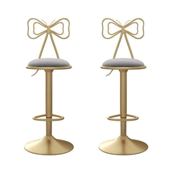 Adjustable Glam Bar Stool Footrest Low Back Upholstered Indoor Counter Stool