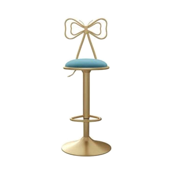 Adjustable Glam Bar Stool Footrest Low Back Upholstered Indoor Counter Stool