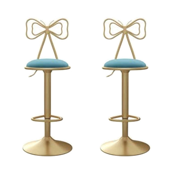 Adjustable Glam Bar Stool Footrest Low Back Upholstered Indoor Counter Stool