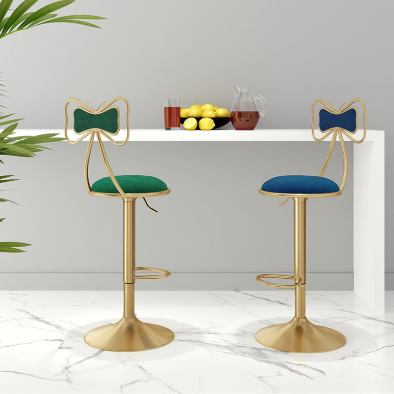 Adjustable Glam Bar Stool Footrest Low Back Upholstered Indoor Counter Stool