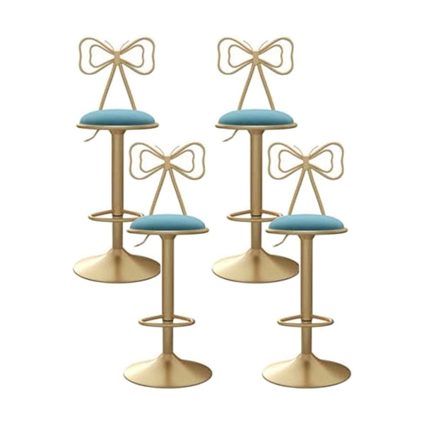 Adjustable Glam Bar Stool Footrest Low Back Upholstered Indoor Counter Stool