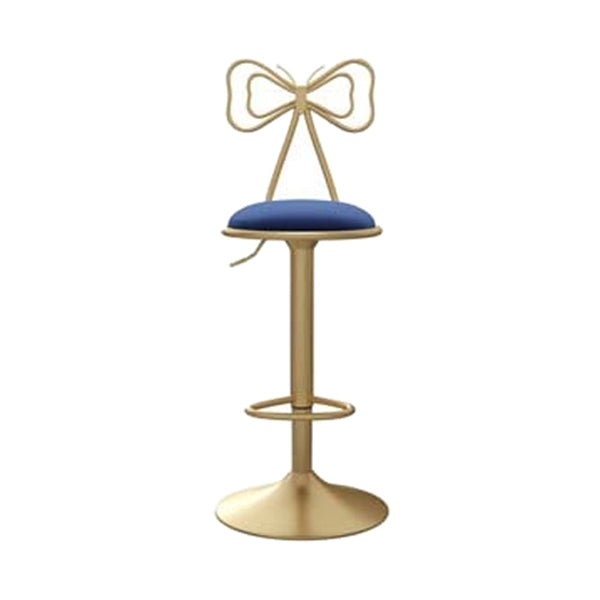 Adjustable Glam Bar Stool Footrest Low Back Upholstered Indoor Counter Stool