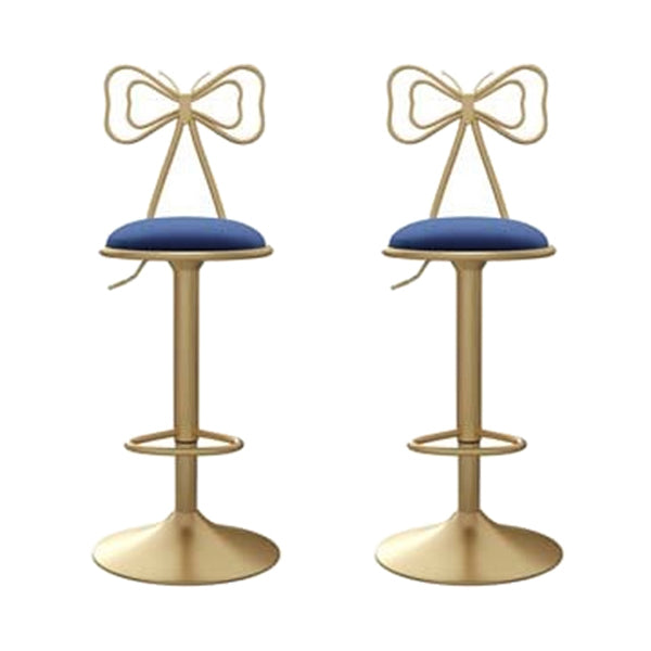Adjustable Glam Bar Stool Footrest Low Back Upholstered Indoor Counter Stool