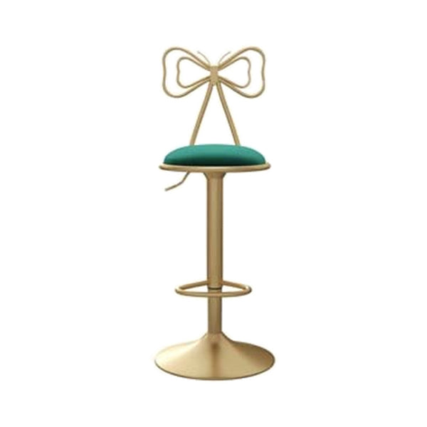Adjustable Glam Bar Stool Footrest Low Back Upholstered Indoor Counter Stool