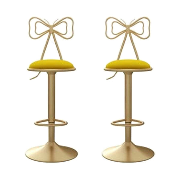 Adjustable Glam Bar Stool Footrest Low Back Upholstered Indoor Counter Stool