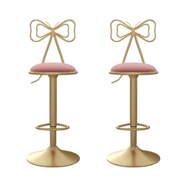 Adjustable Glam Bar Stool Footrest Low Back Upholstered Indoor Counter Stool