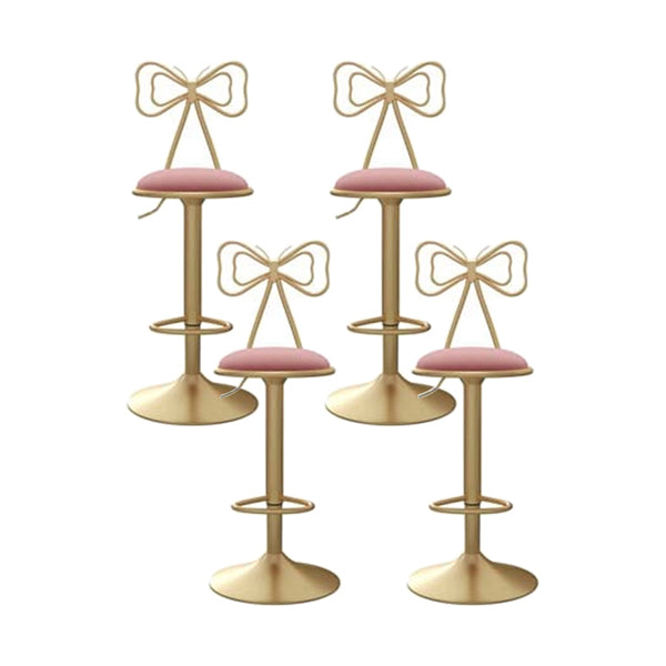Adjustable Glam Bar Stool Footrest Low Back Upholstered Indoor Counter Stool