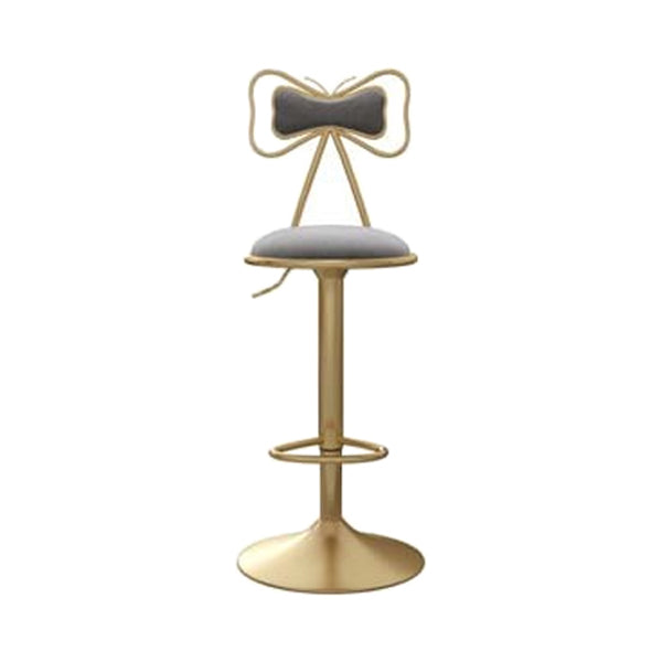 Adjustable Glam Bar Stool Footrest Low Back Upholstered Indoor Counter Stool