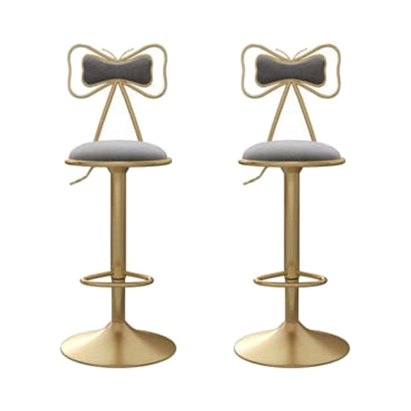 Adjustable Glam Bar Stool Footrest Low Back Upholstered Indoor Counter Stool