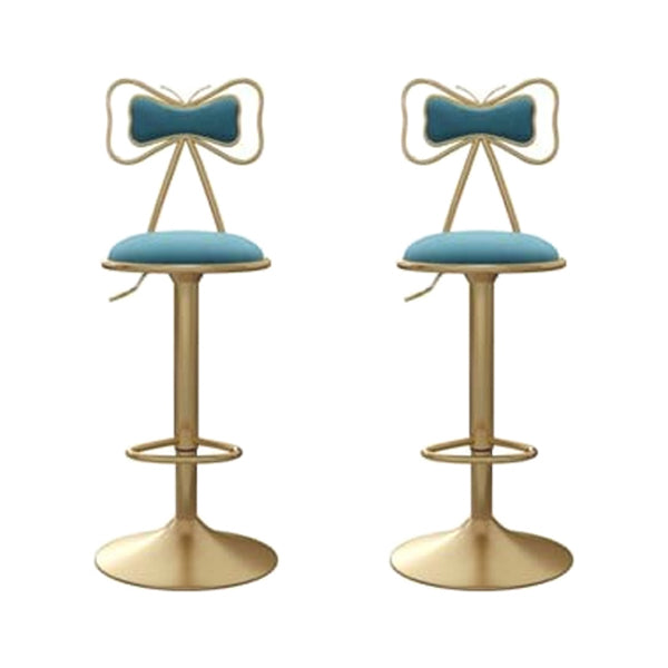 Adjustable Glam Bar Stool Footrest Low Back Upholstered Indoor Counter Stool
