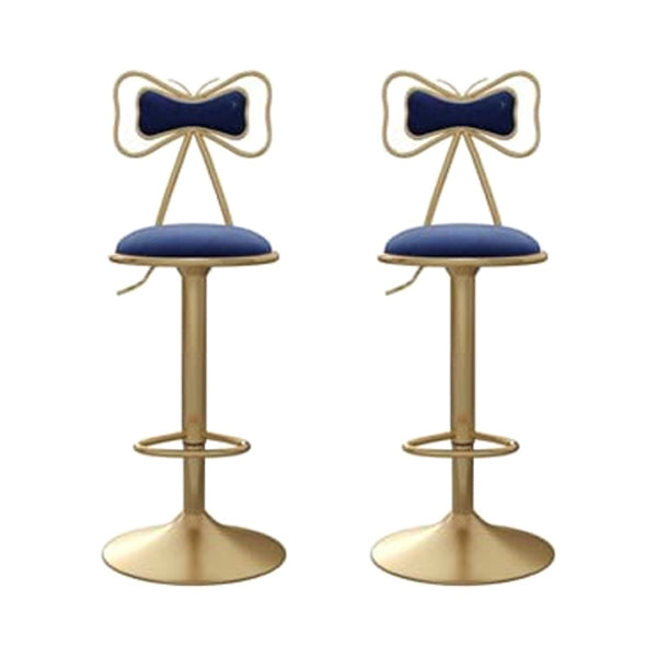 Adjustable Glam Bar Stool Footrest Low Back Upholstered Indoor Counter Stool