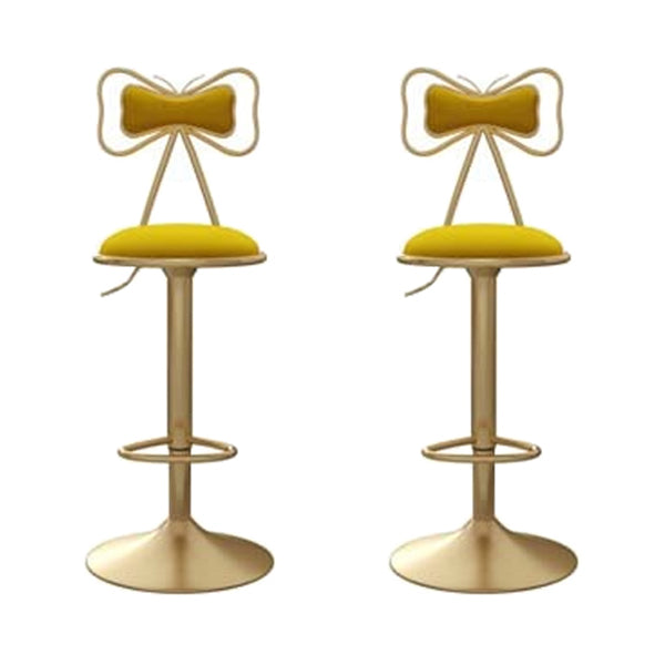 Adjustable Glam Bar Stool Footrest Low Back Upholstered Indoor Counter Stool