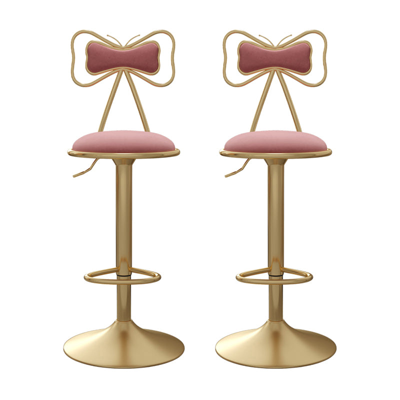 Adjustable Glam Bar Stool Footrest Low Back Upholstered Indoor Counter Stool