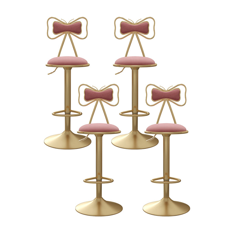 Adjustable Glam Bar Stool Footrest Low Back Upholstered Indoor Counter Stool