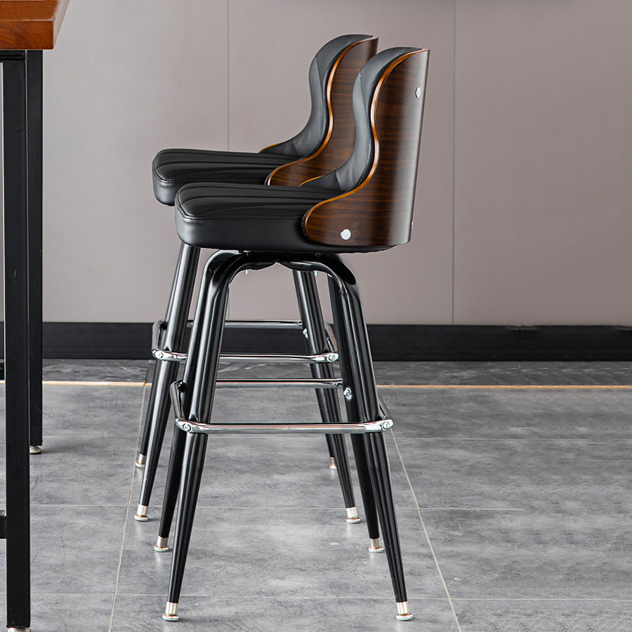 Arm Less Modern Bar Stool Footrest Leather Coffee Shop Bucket Counter Stool