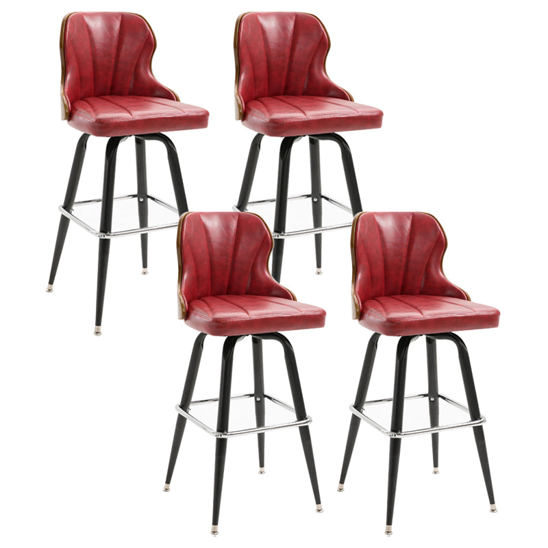 Arm Less Modern Bar Stool Footrest Leather Coffee Shop Bucket Counter Stool