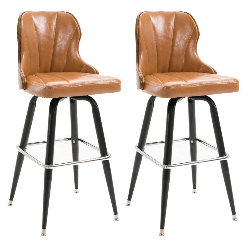 Arm Less Modern Bar Stool Footrest Leather Coffee Shop Bucket Counter Stool