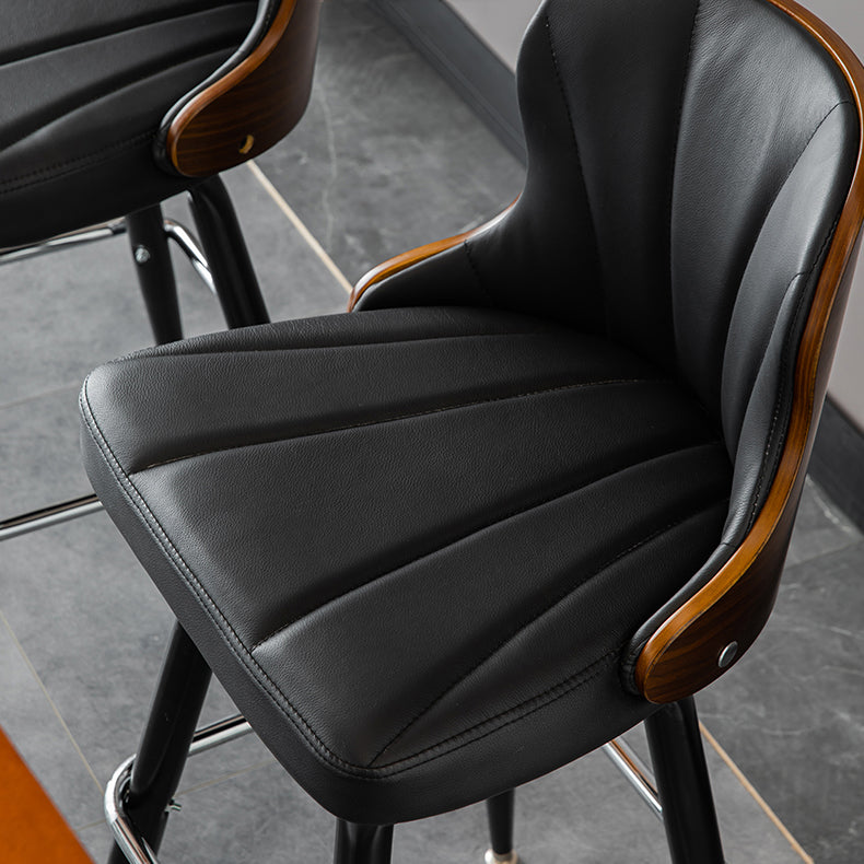 Arm Less Modern Bar Stool Footrest Leather Coffee Shop Bucket Counter Stool