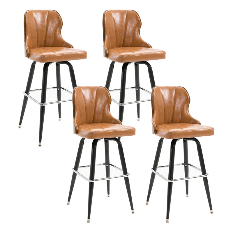 Arm Less Modern Bar Stool Footrest Leather Coffee Shop Bucket Counter Stool