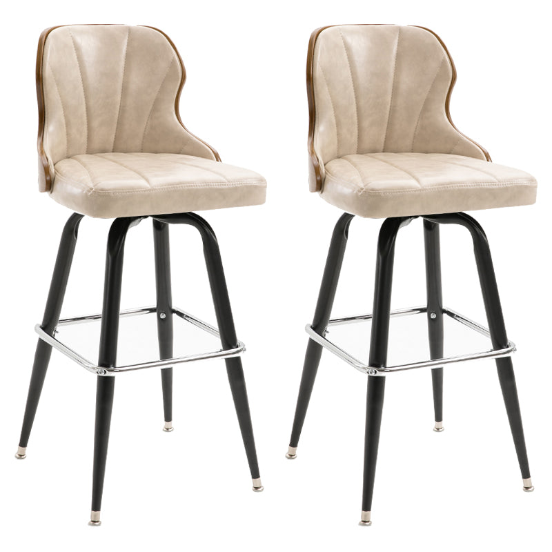 Arm Less Modern Bar Stool Footrest Leather Coffee Shop Bucket Counter Stool