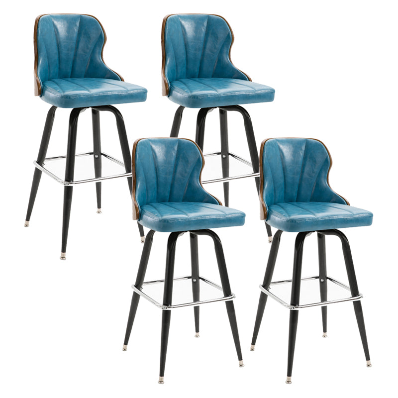 Arm Less Modern Bar Stool Footrest Leather Coffee Shop Bucket Counter Stool