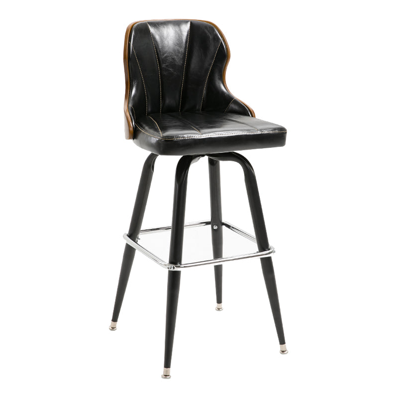 Arm Less Modern Bar Stool Footrest Leather Coffee Shop Bucket Counter Stool