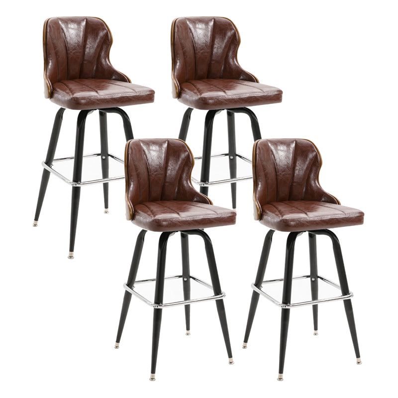 Arm Less Modern Bar Stool Footrest Leather Coffee Shop Bucket Counter Stool