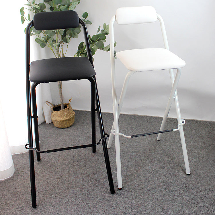 Taburete de bar plegable con respaldo moderno, taburete de bar de hierro para balcón con reposapiés