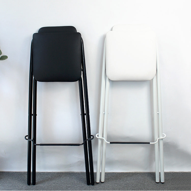 Taburete de bar plegable con respaldo moderno, taburete de bar de hierro para balcón con reposapiés
