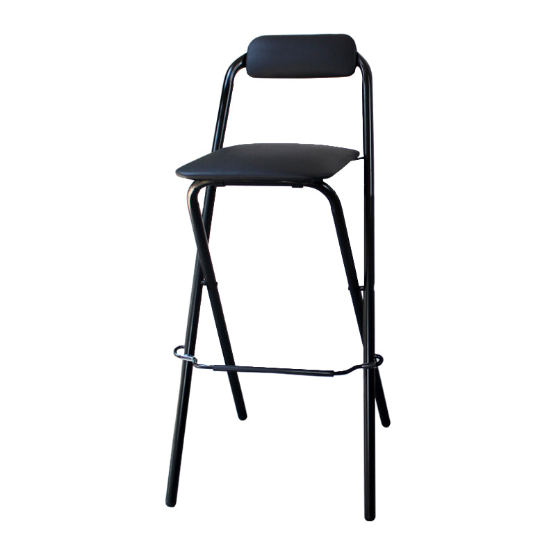Taburete de bar plegable con respaldo moderno, taburete de bar de hierro para balcón con reposapiés