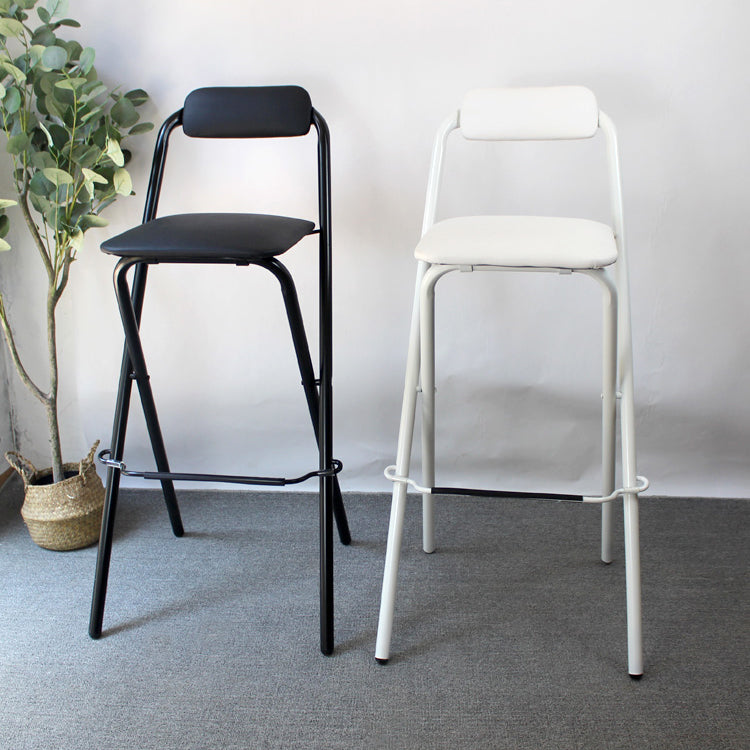 Taburete de bar plegable con respaldo moderno, taburete de bar de hierro para balcón con reposapiés