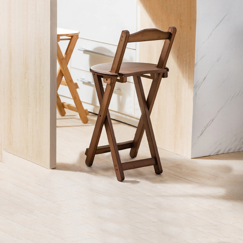Modern Backrest Folding Counter Stool Wood Restaurant Bar Stool with Footrest